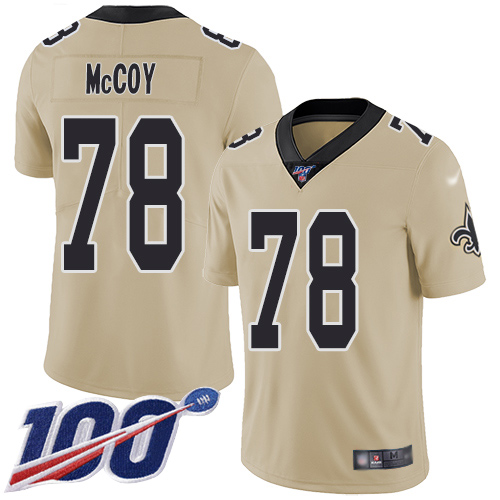 Men New Orleans Saints Limited Gold Erik McCoy Jersey NFL Football #78 100th Season Inverted Legend Jersey